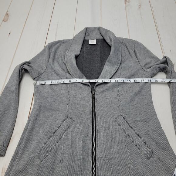 Cabi drop off zip back blazer jacket jersey striped gray long length - Picture 4 of 8